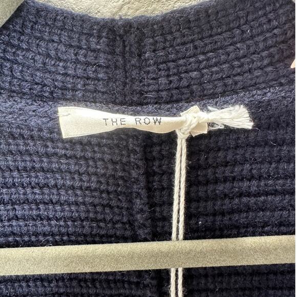 NWT The Row Dark Navy Ardi Chunky Knit Long Line Open Cardigan M - Picture 4 of 12